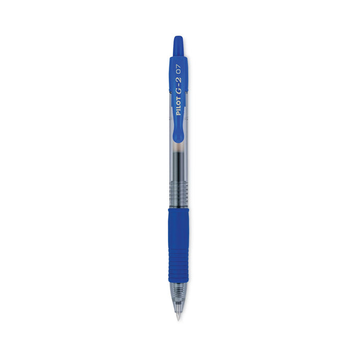 Pilot G2 Premium Gel Pen, Retractable, Fine 0.7 mm, Blue Ink, Smoke Barrel, 12/Pack