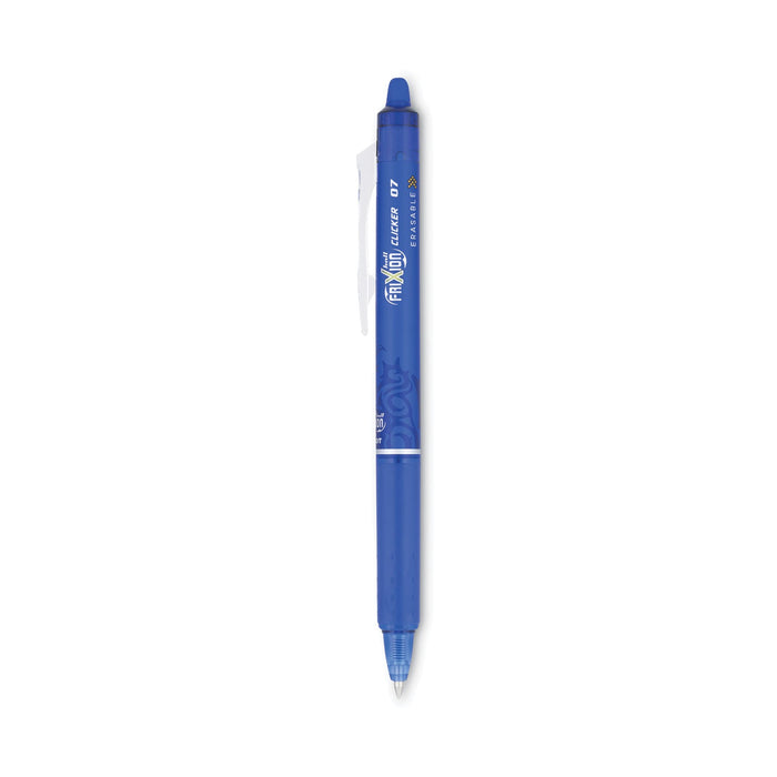 Pilot FriXion Clicker Erasable Gel Pen, Retractable, Fine 0.7 mm, Blue Ink, Blue Barrel