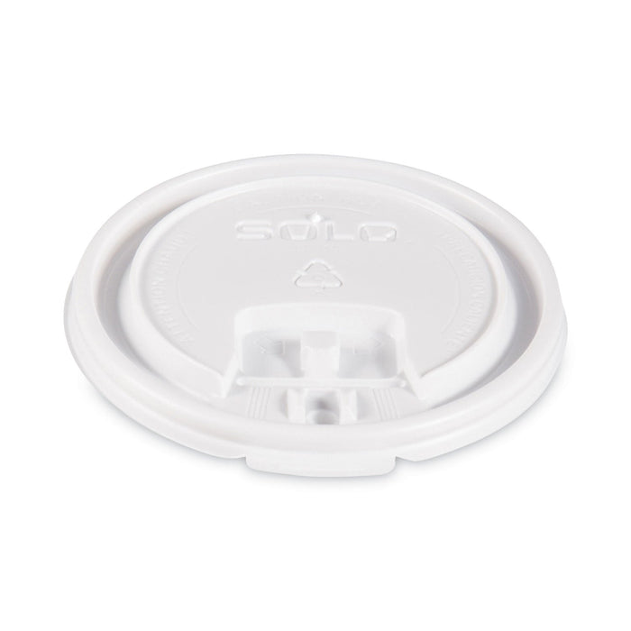 Dart Lift Back and Lock Tab Cup Lids, Fits 10 oz Cups, White, 100/Sleeve, 10 Sleeves/Carton