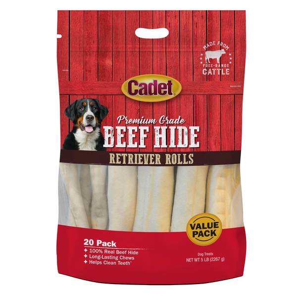 Cadet Premium Beef Hide Retriever Rolls Dog Chews, 20 Pack, 5 lb by Price Is Right Miami