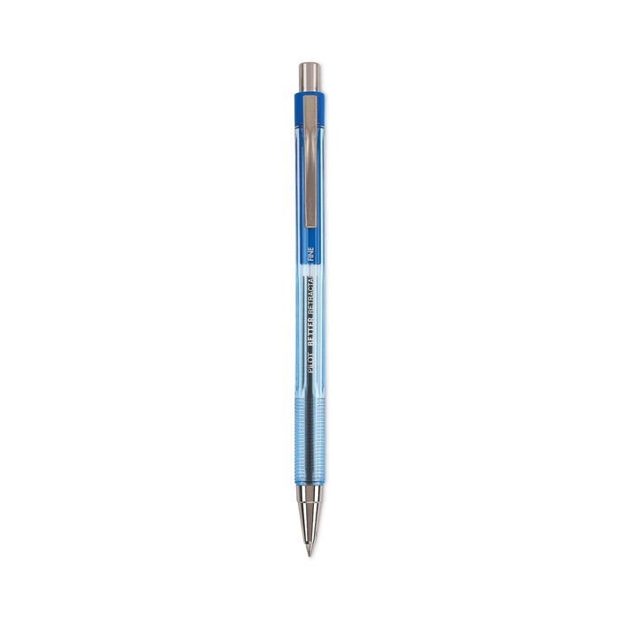 Pilot Better Ballpoint Pen, Retractable, Fine 0.7 mm, Blue Ink, Translucent Blue Barrel, Dozen
