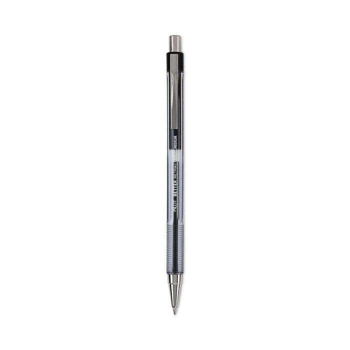 Pilot Better Ballpoint Pen, Retractable, Medium 1 mm, Black Ink, Smoke Barrel, Dozen