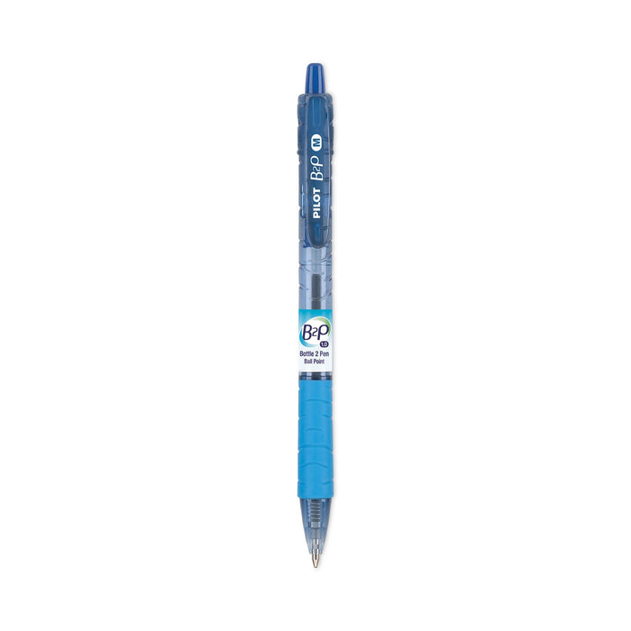 Pilot B2P Bottle-2-Pen Recycled Ballpoint Pen, Retractable, Medium 1 mm, Blue Ink, Translucent Blue Barrel, Dozen