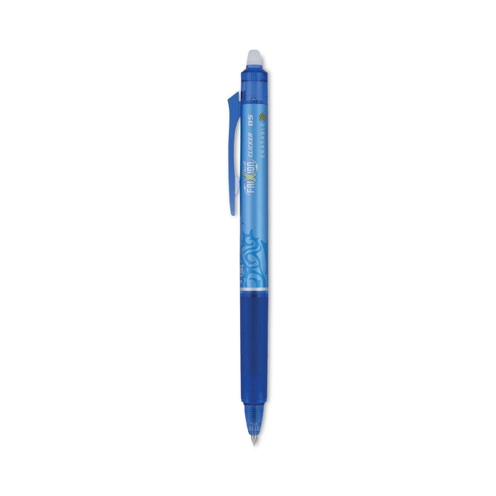 Pilot FriXion Clicker Erasable Gel Pen, Retractable, Extra-Fine 0.5 mm, Blue Ink, Blue Barrel, Dozen