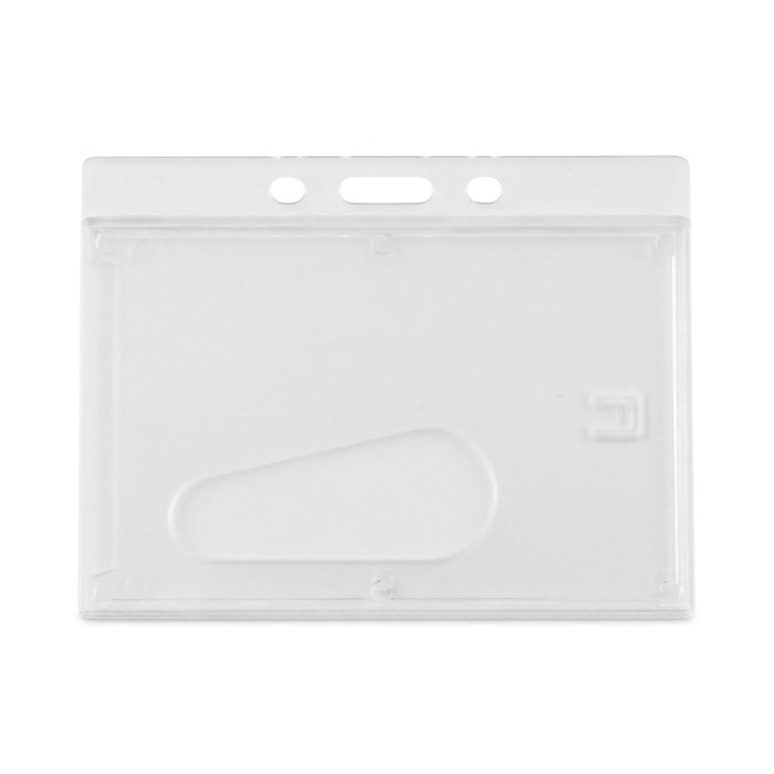 Advantus Frosted One-Card Rigid Badge Holders, Horizontal, Frosted 3.68" x 2.75" Holder, 3.38" x 2.13" Insert, 25/Box