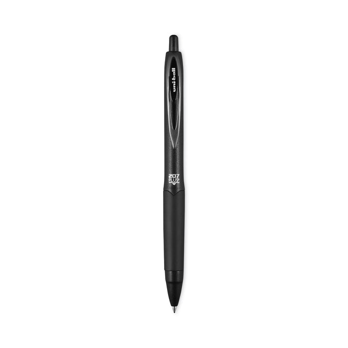 uniball 207 Plus+ Gel Pen, Retractable, Medium 0.7 mm, Black Ink, Black Barrel, 36/Pack