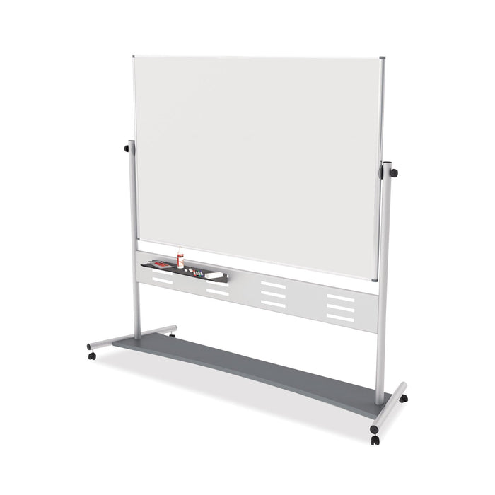 MasterVision Magnetic Reversible Mobile Easel, Horizontal Orientation, 70.8" x 47.2" Board, 80" Tall Easel, White/Silver