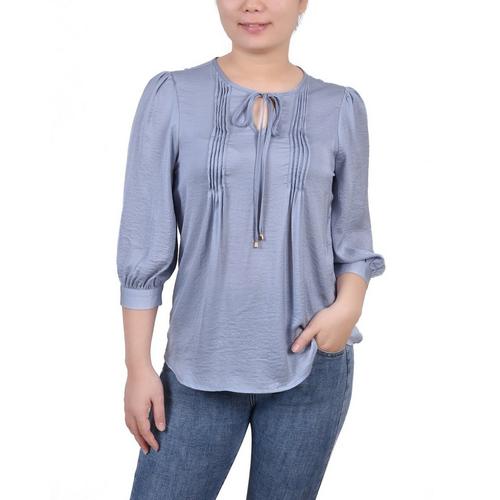 NY Collection Womens Missy Elbow Sleeve Satin Blouse, Large by Vanessa Jane