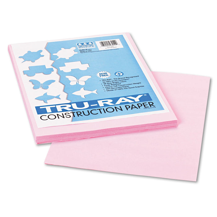 Pacon Tru-Ray Construction Paper, 76 lb Text Weight, 9 x 12, Pink, 50/Pack