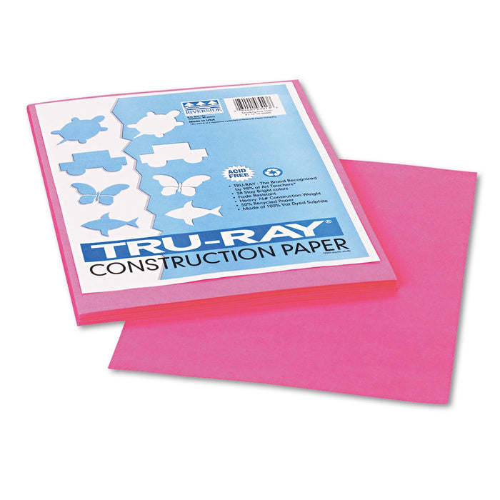 Pacon Tru-Ray Construction Paper, 76 lb Text Weight, 9 x 12, Shocking Pink, 50/Pack