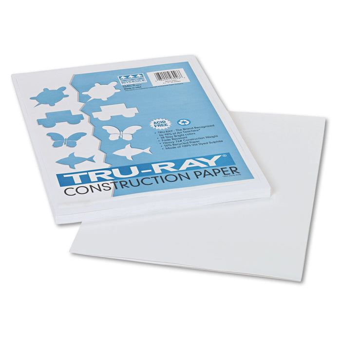 Pacon Tru-Ray Construction Paper, 76 lb Text Weight, 9 x 12, White, 50/Pack