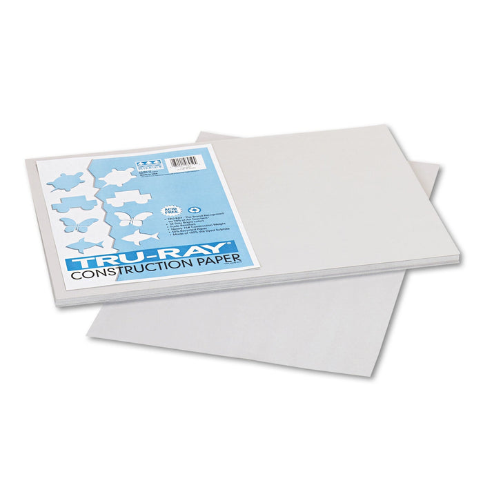 Pacon Tru-Ray Construction Paper, 76 lb Text Weight, 12 x 18, Gray, 50/Pack