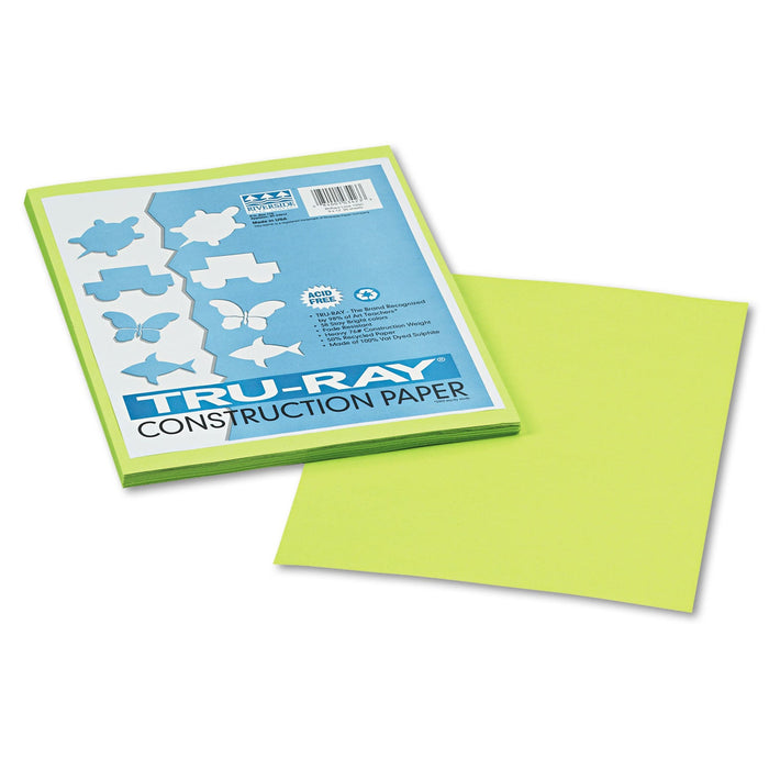 Pacon Tru-Ray Construction Paper, 76 lb Text Weight, 9 x 12, Brilliant Lime, 50/Pack