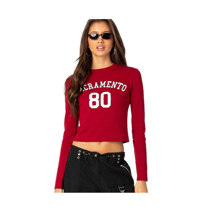 Edikted Womens Sacramento Long Sleeve T-Shirt, size small by Vanessa Jane