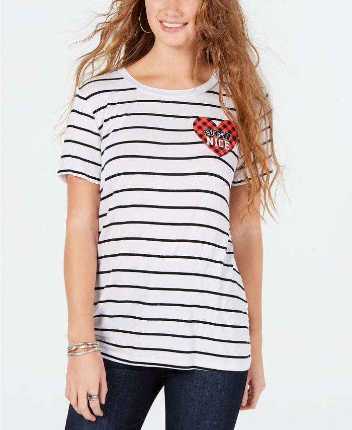 Rebellious One Juniors Semi Nice Striped Graphic T-Shirt by Vanessa Jane