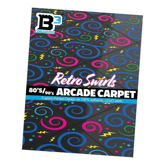 Custom 80's and 90's Arcade Carpet 6x6 Tiles (Swirls) Pack of 10 made with LEGO parts by B3 Customs