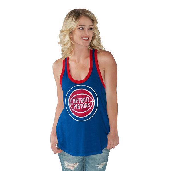 NBA Detroit Pistons Womens Power Play Color Block Tank Top, XL by Vanessa Jane