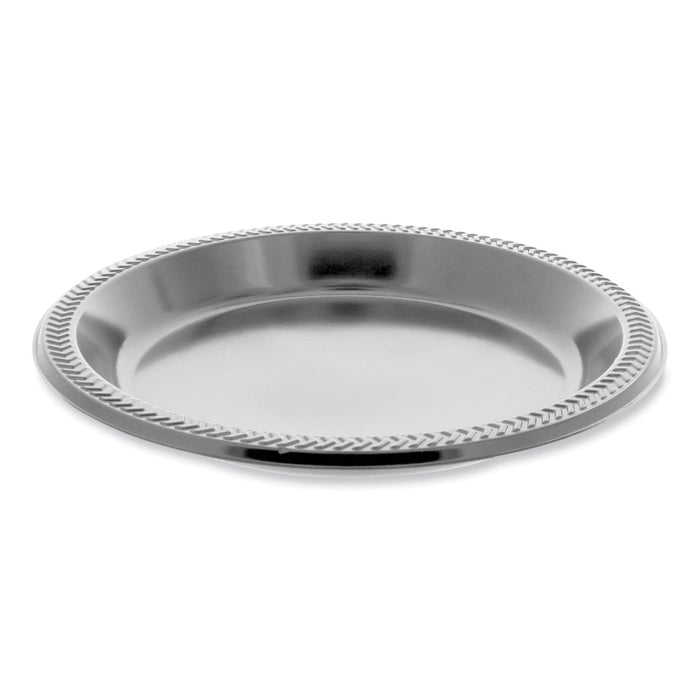 Pactiv Evergreen Meadoware Impact Plastic Dinnerware, Plate, 10.25" dia, Black, 500/Carton