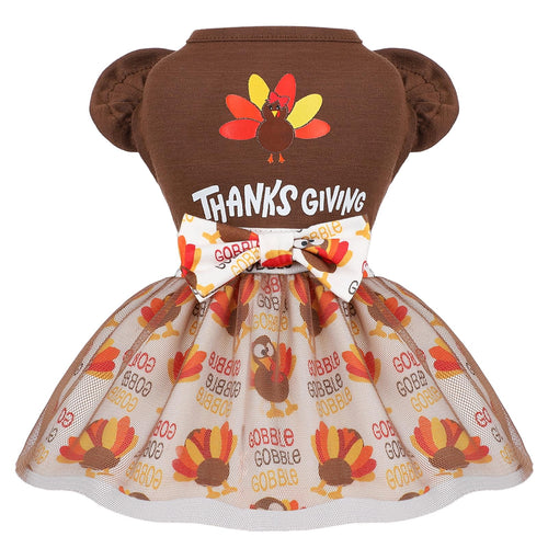Sebaoyu Thanksgiving Dog Dress Brown Small Size by Deal US