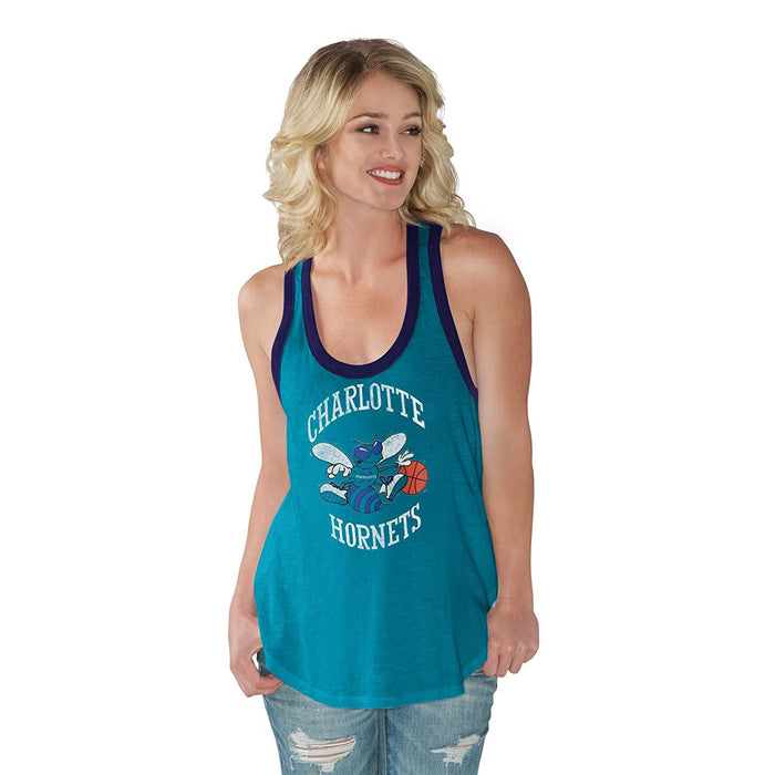 NBA Charlotte Hornets Womens Power Play Color Block Tank Top/Blue/L by Vanessa Jane