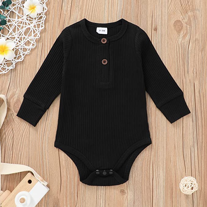 Lala Bear Baby Girl Boy Solid Long Sleeve Romper Bodysuit , Size 0-3 Months by Vanessa Jane