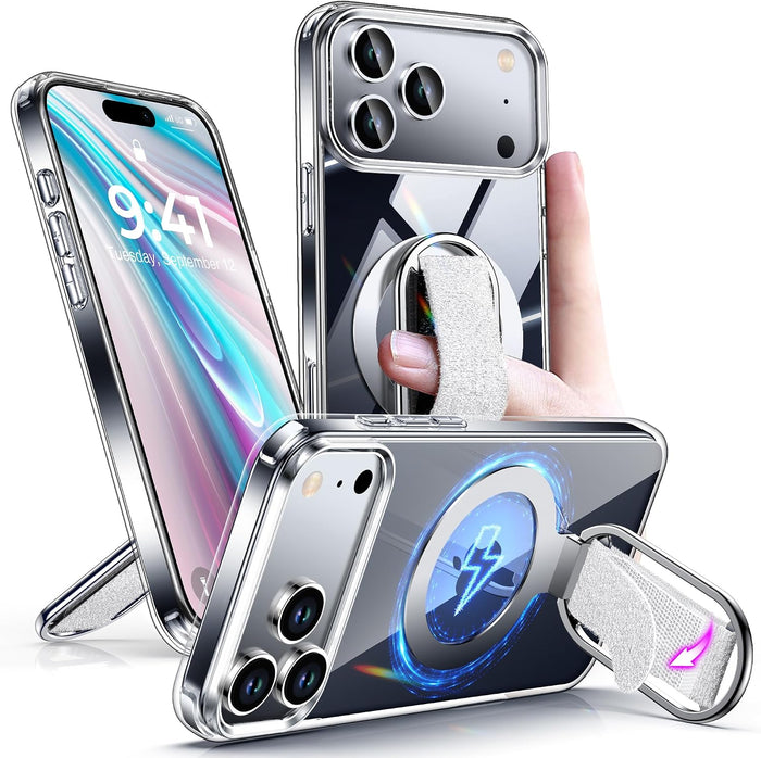 Clear Shockproof Case with Ring Stand for iPhone 17 Pro 6.3 inch by Merch Section