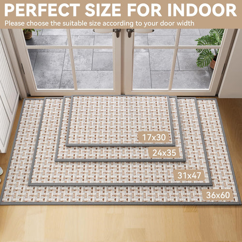 YDKGL Door Mat 17x30 Gray Indoor Dirt Resistant Non-Slip Rubber Backing by Deal US