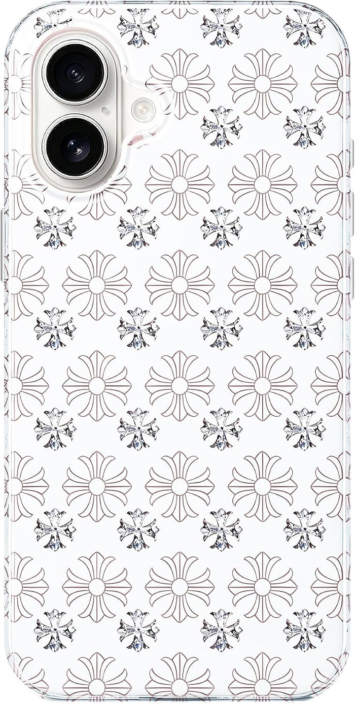 Aesthetic Cross Pattern Case for iPhone 16 6.1" White by Merch Section