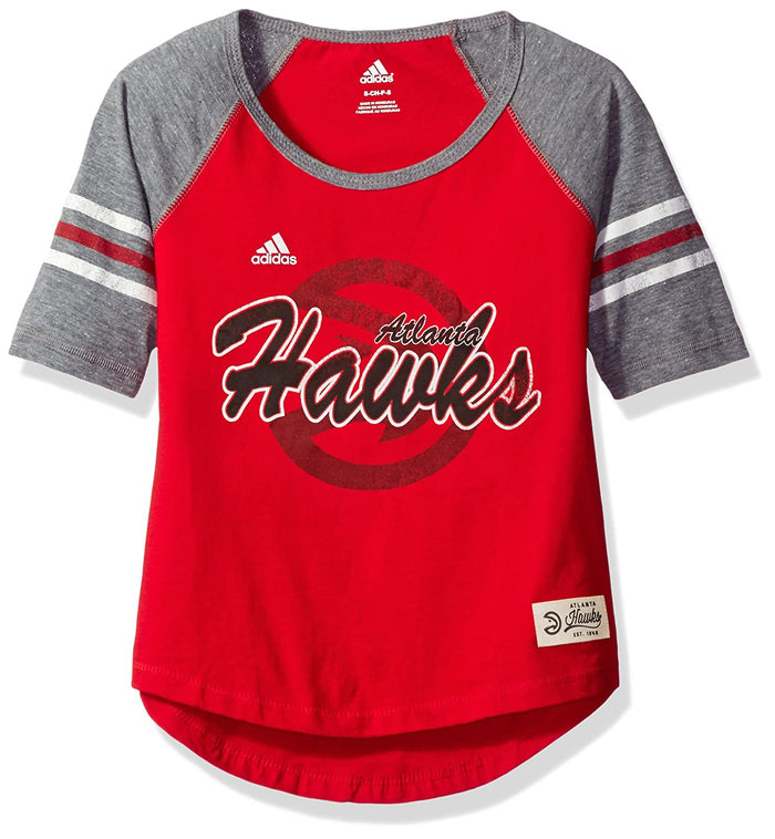 NBA Girls Atlanta Hawks Hi-Lo Raglan Tee-Red, Size M 10-12 by Vanessa Jane