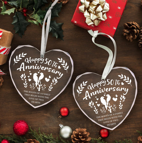 Vorruil Baby First 50th Anniversary Gift Heart Glass Tree Decoration by Deal US