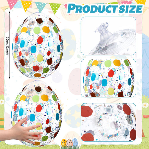 Jetec 12 Pcs Inflatable Easter Eggs 16in Large Glitter PVC Decorations Silver by Deal US