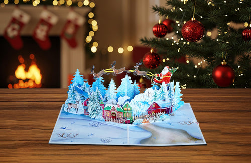 PQ Bees Winter Town Merry Christmas 3D Pop Up Cards w Envelope by Deal US