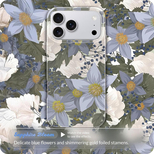 Sapphire Bloom Blue Flower Shockproof Magnetic Case for iPhone 17 Pro by Merch Section