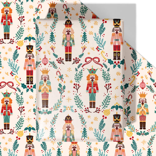 WRAPLULU Nutcracker Christmas Wrapping Paper 4 Jumbo Sheets 28x40in Yellow by Deal US