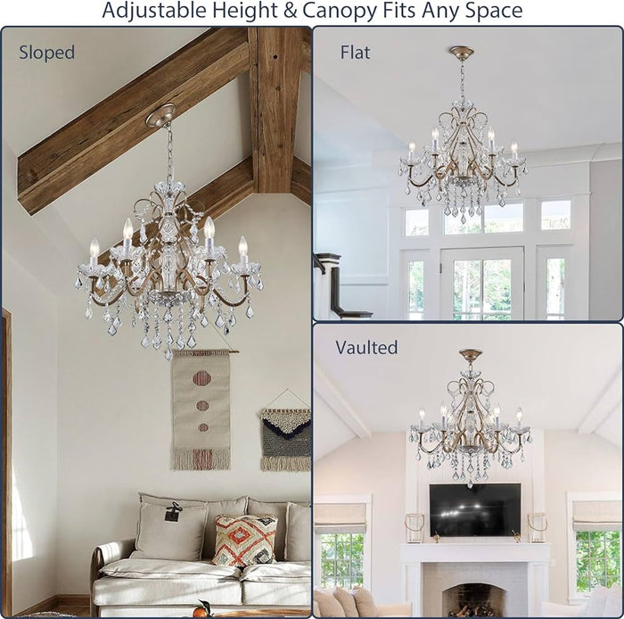 Hampton Bay Allure 8-Light 88-1/2 in. Hanging Silver and Gold Chandelier by Vanessa Jane