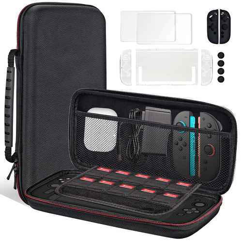 OSYROY Switch 2 Carrying Case 10 Game Slots Screen Protectors Hard Shell Black by Deal US