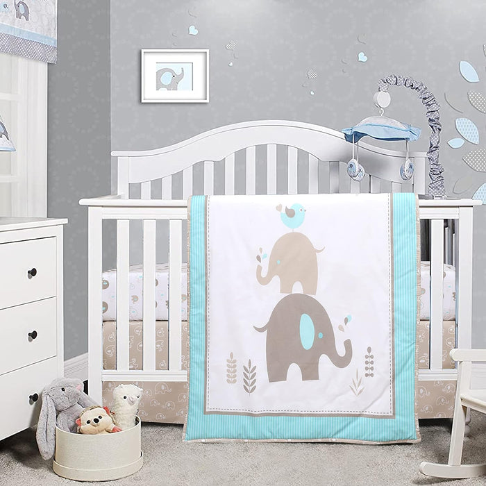 Cuddles & Cribs Soft Cotton 4 Piece Baby Crib Bedding Set Reversible Comforter by Vanessa Jane