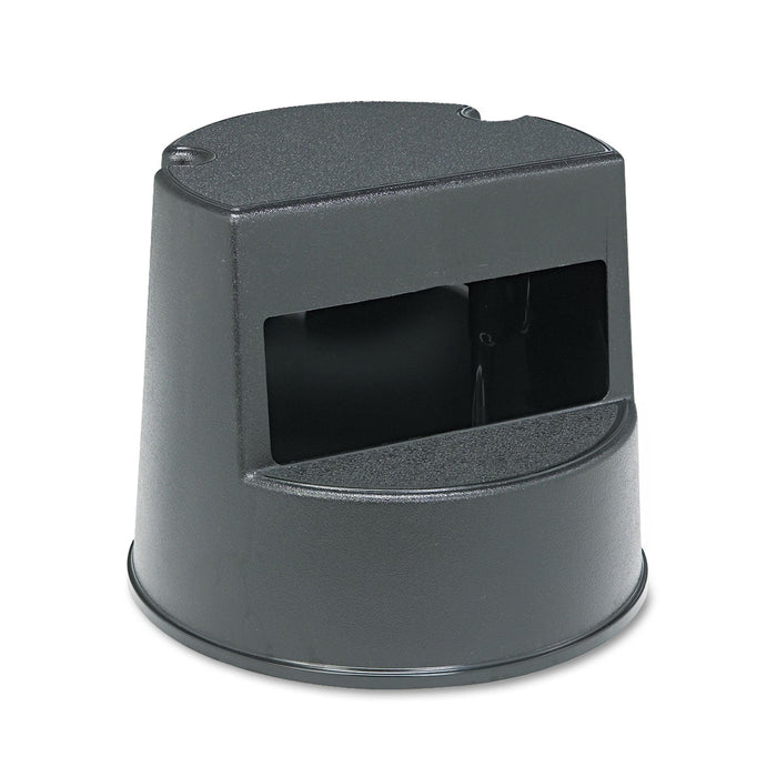 Rubbermaid Rolling Step Stool, Curved Design, 2-Step, Retracting Casters, 350 lb Capacity, 16" Diameter x 13.5"h, Black