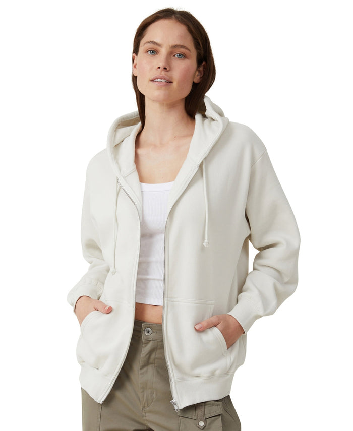 Cotton on Womens Classic Zip-Through Hoodie Sweatshirt - Vintage White, XL by Vanessa Jane