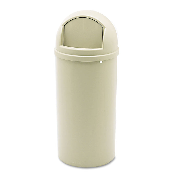 Rubbermaid Marshal Classic Container, Round, Polyethylene, 15 gal, Beige