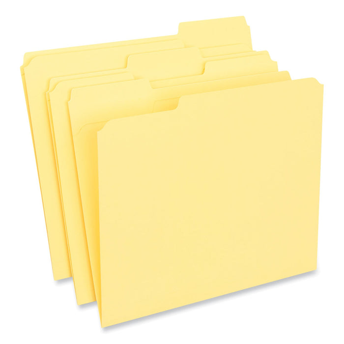Universal Reinforced Top-Tab File Folders, 1/3-Cut Tabs: Assorted, Letter Size, 1" Expansion, Yellow, 100/Box