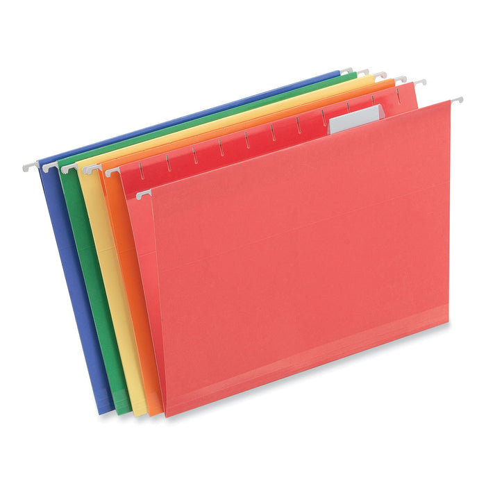 Universal Deluxe Reinforced Recycled Hanging File Folders, Letter Size, 1/5-Cut Tabs, Assorted, 25/Box
