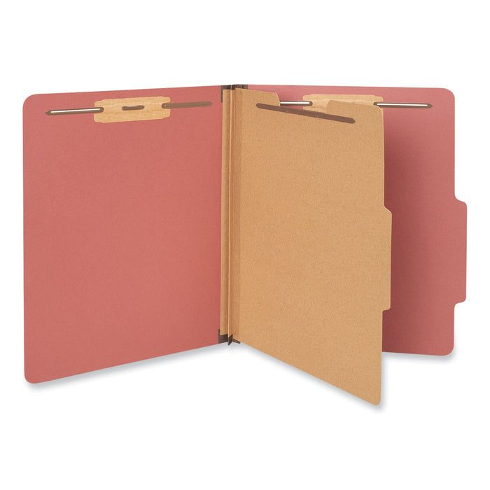 Universal Four-Section Pressboard Classification Folders, 1 Divider, Letter Size, Red, 10/Box