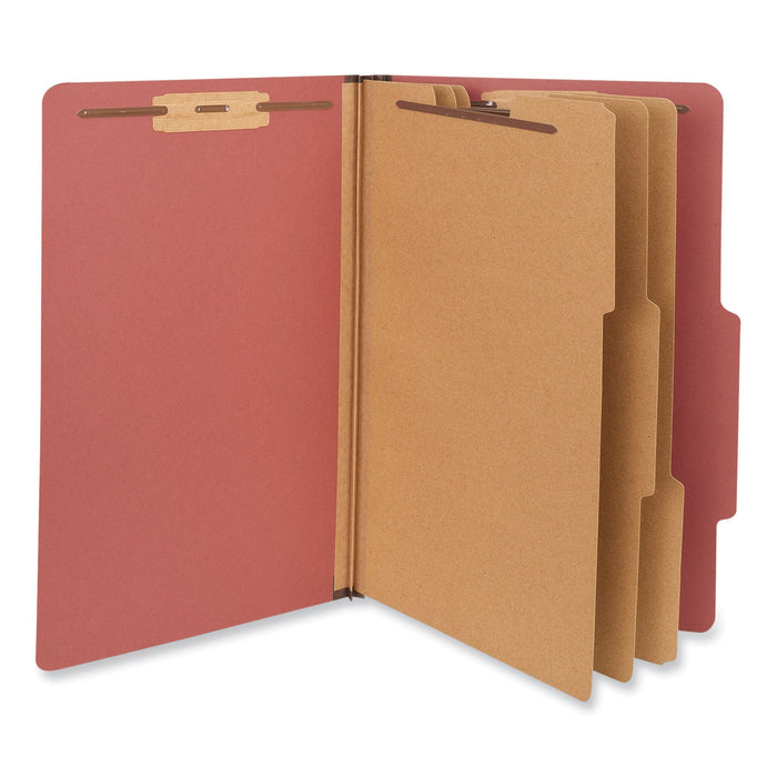 Universal Eight-Section Pressboard Classification Folders, 3 Dividers, LEGAL Size, Red, 10/Box