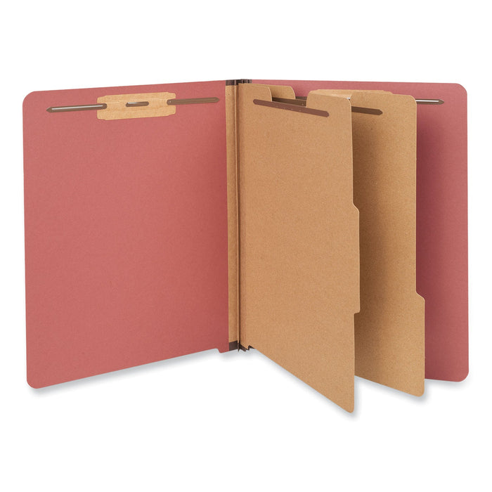 Universal Red Pressboard End Tab Classification Folders, 2 Dividers, Letter Size, Red, 10/Box