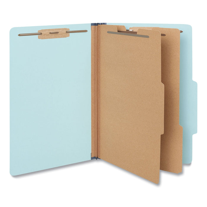 Universal Six-Section Classification Folders, Heavy-Duty Pressboard Cover, 2 Dividers, 2.5" Expansion, Legal Size, Light Blue, 20/Box