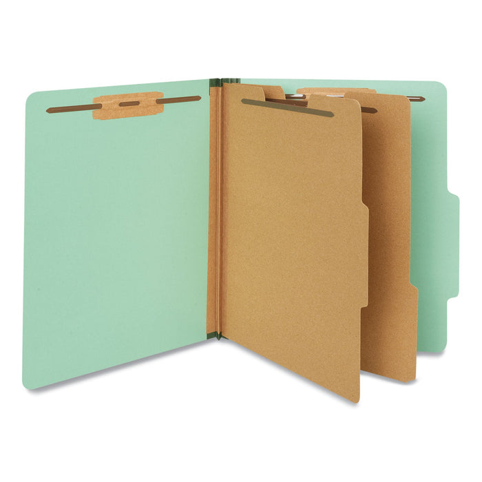 Universal Six-Section Classification Folders, Heavy-Duty Pressboard Cover, 2 Dividers, 2.5" Expansion, Letter Size, Light Green, 20/Bx