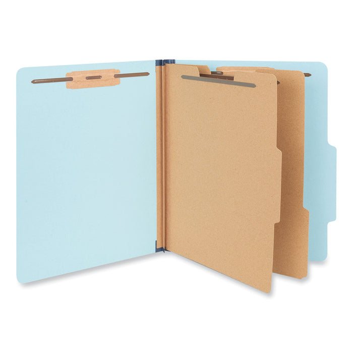 Universal Six-Section Classification Folders, Heavy-Duty Pressboard Cover, 2 Dividers, 2.5" Expansion, Letter Size, Light Blue, 20/Box