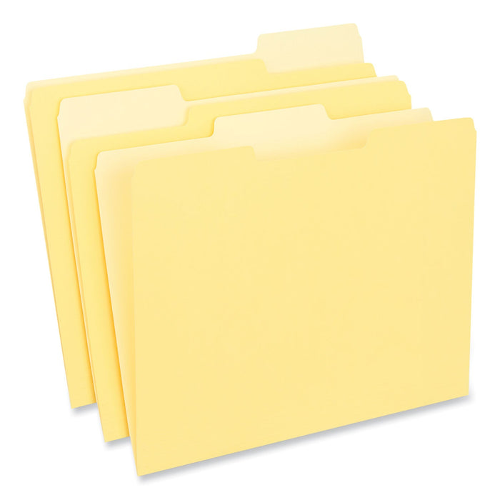 Universal Interior File Folders, 1/3-Cut Tabs: Assorted, Letter Size, 11-pt Stock, Yellow, 100/Box