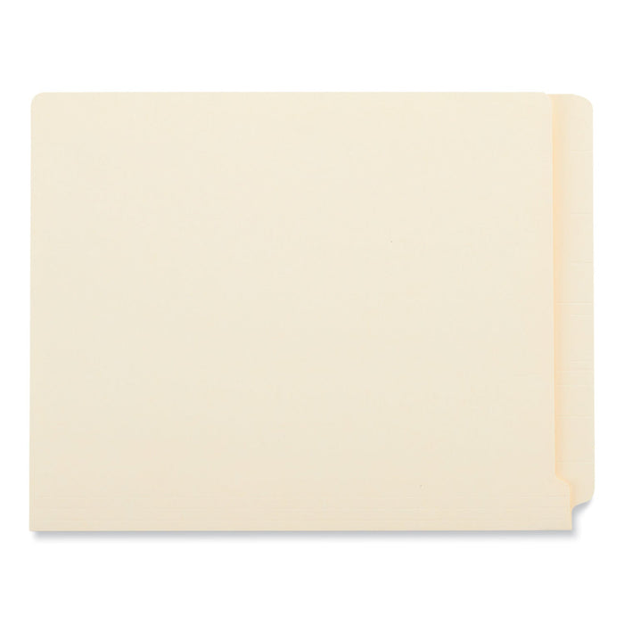 Universal Deluxe Reinforced End Tab Folders, 9" High Front, Straight Tabs, Letter Size, 0.75" Expansion, Manila, 100/Box